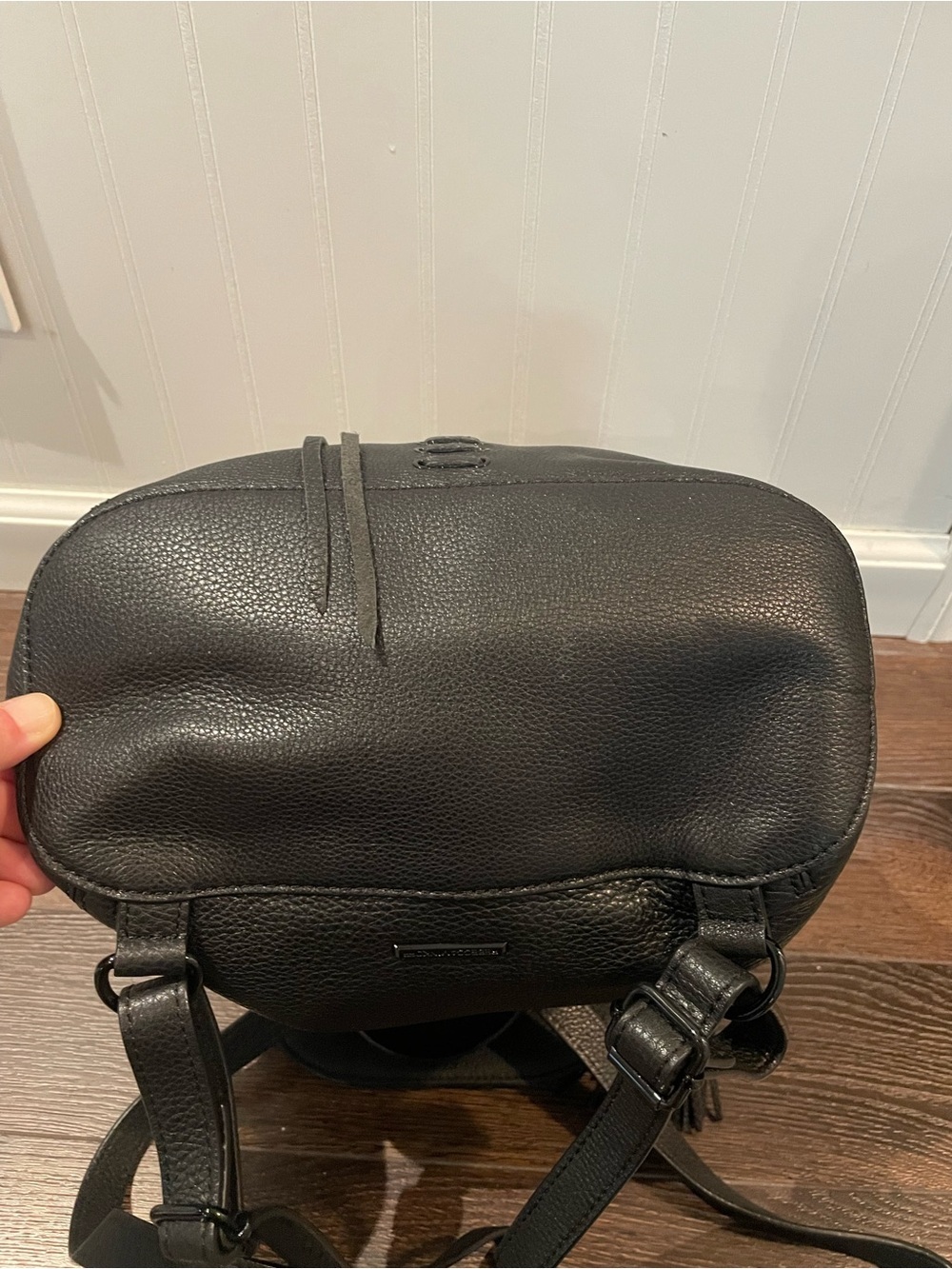Rebecca Minkoff Moto 100% Genuine Pebbled Leather Backpack Bohemian in Black - Picture 9 of 14